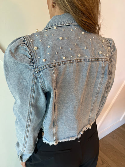 Pearl details denim jacket